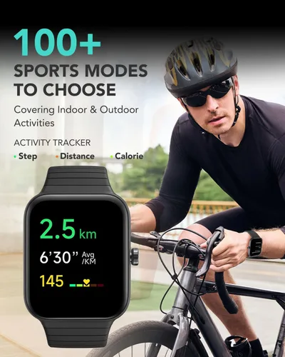 Miniatura 2 de SKG Reloj de seguimiento de actividad física de 1.8 pulgadas para hombres y mujeres con 2 bandas, reloj inteligente integrado con Alexa para Android