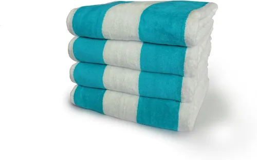 Miniatura 3 de Royal Comfort Cabana - Toallas de playa a rayas de 30 x 60 pulgadas, paquete de 4 unidades (rosa neón / blanco) terciopelo de rizo de 11.7 libras