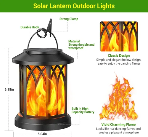 Miniatura 6 de Paquete de 4 luces solares de jardín + 4 faroles solares para exteriores