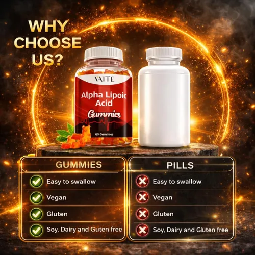 Miniatura 5 de Gomitas de ácido alfa lipoico – Suplemento antioxidante ALA extra fuerte para la salud cerebral y apoyo nervioso – Sin OMG, veganas, sin gluten – 60