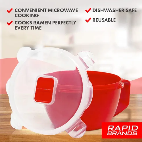 Miniatura 6 de Rapid Plastic - Tazón de fideos o sopas de plástico Sopa y fideos para microondas en cuestión de minutos, perfecto para dormitorio, cocina pequeña