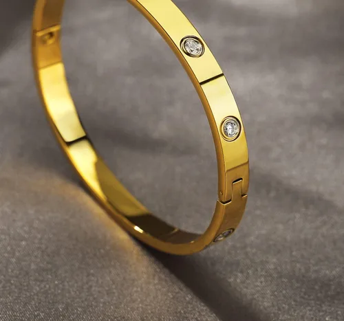 Miniatura 4 de A D. ALLEN & DANMI. AD Jewelry - Brazalete de acero inoxidable chapado en oro de 18 quilates para el amor