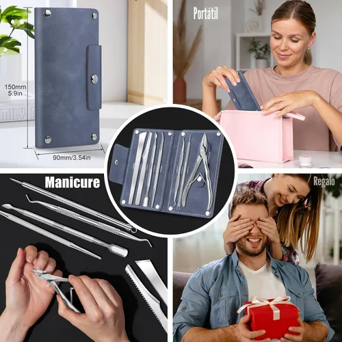 Miniatura 8 de Juego de 7 piezas para el tratamiento de uñas encarnadas, kit profesional de acero inoxidable para la extracción de uñas encarnadas, cortaúñas