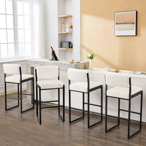Miniatura 18 de SAECKBERG Taburetes de bar modernos de altura de mostrador, sillas de barra de 26 pulgadas de altura con respaldo, taburetes tapizados, taburetes