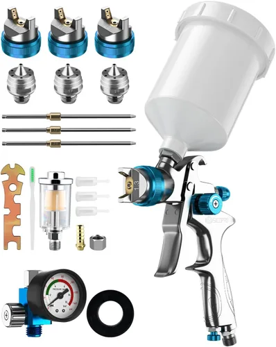 Miniatura 9 de Pistola pulverizadora de pintura HVLP, pulverizador de pintura a aire para pintura de casas, automóviles, pistolas de pintura automotrices