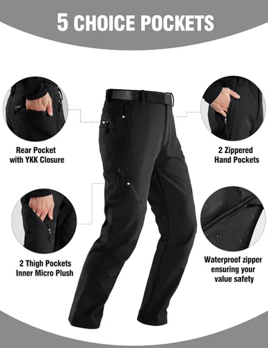 Miniatura 3 de FREE SOLDIER - Pantalón para hombre con forro polar, tipo cargo, para exteriores. Para excursionismo, repelente al agua, superficie suave, tejido
