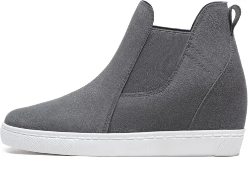 Miniatura 2 de Athlefit Zapatos deportivos de cuña oculta con plataforma para mujer, botas de tobillo con cuña elástica
