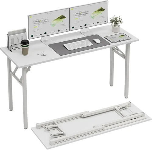 Miniatura 14 de TEMI Mesa de Computadora Pequeña Mesa Plegable - Escritorio de Oficina Plegable de 35.8", Sin Ensamblaje, Perfecto para Espacios Pequeños