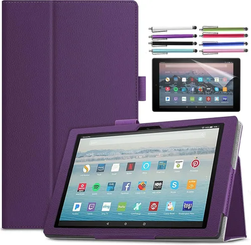Miniatura 5 de Funda para tablet Amazon Fire HD 10 de 10.1 pulgadas (13ª generación, lanzada en 2023) – Funda delgada y ligera de piel sintética + 1 protector
