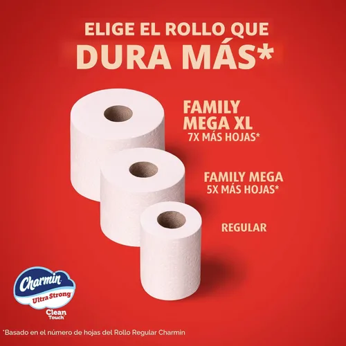 Miniatura 7 de Charmin Papel higiénico ultra fuerte y limpio, 24 megarrollos familiares = 120 rollos regulares