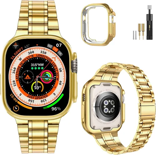 Miniatura 21 de MioHHR - Correa de acero inoxidable sólida compatible con Apple Watch de 1.5 pulgadas (Series 3/2/1) 1.6 pulgadas (Series SE/6/5/4) 1.61 pulgadas
