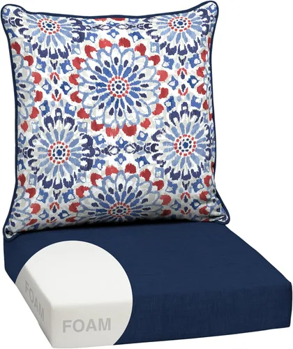 Miniatura 150 de Arden Outdoor Deep Seat Cushion Set, 24 x 24 pulgadas, Cojín para patio resistente al clima, a la lluvia y a la decoloración para silla, sofá y sofá