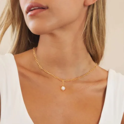 Miniatura 3 de fonkup Collares con iniciales para mujer, collar de corazón en capas para mujer, de moda, gargantilla de perlas delicadas, collar de letras