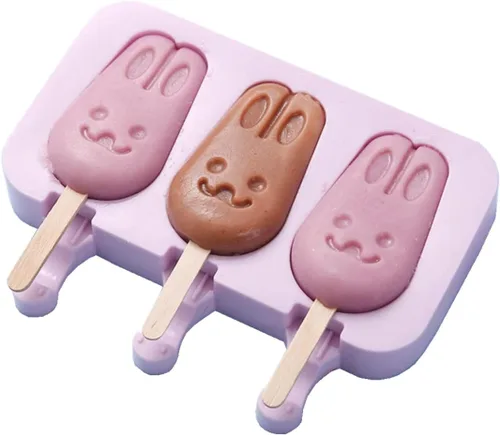 Lindos moldes de silicona para paletas de conejo, moldes para paletas de hielo, moldes de silicona caseros con 100 palitos de paletas,