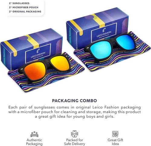 Miniatura 5 de LEICO FASHION Gafas de sol polarizadas retro para niños y niñas de 3 a 12 años inastillables con protección UV para niños pequeños