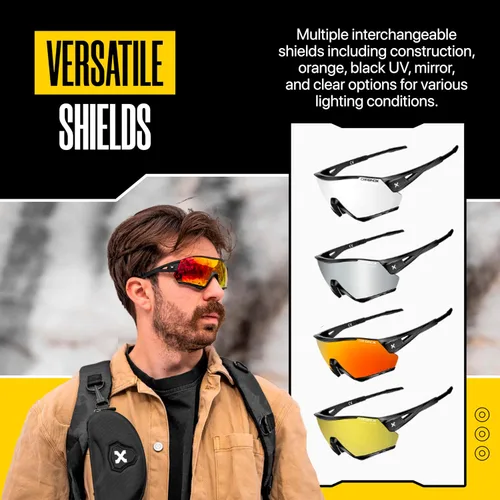Miniatura 4 de CARBINOX Gafas de sol deportivas con múltiples lentes de protección antirreflejos, 100% protección UV con estuche rígido y accesorios, marco negro