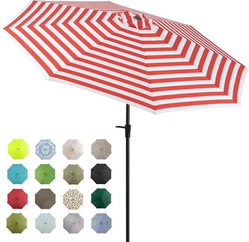 Miniatura 17 de Tempera Patio Market Outdoor Table Umbrella with Auto Tilt and Crank, Large Sun Umbrella with Sturdy Pole & Fade Resistant Canopy, Easy to Set Verde