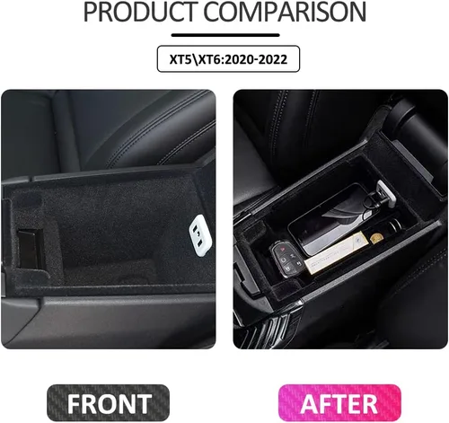 Miniatura 7 de para XT5, bandeja organizadora de apoyabrazos compatible con accesorios Cadillac XT5 2019 2018 2017 2016, inserto de reposabrazos