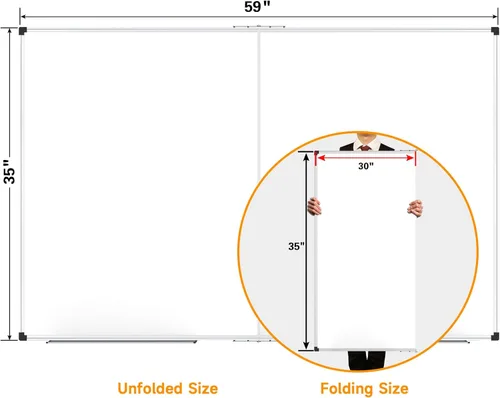 Miniatura 2 de XBoard Pizarra blanca magnética de 60 x 36 pulgadas, pizarra blanca plegable de borrado en seco con marco de aluminio y bandeja de marcadores de 5 x