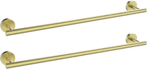 Newfun Barra de Toalla de Baño de 24 Pulgadas en Oro Cepillado, 2 Piezas de Toallero para Baño, Barra Clásica de Acero Inoxidable SUS304 para Dorado