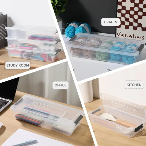 Miniatura 5 de novelinks Cajas de almacenamiento apilables transparentes con tapa Cajas organizadoras Contenedores organizadores de plástico duraderos