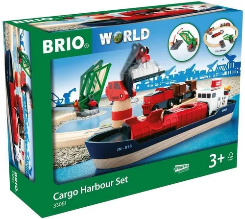 Miniatura 4 de BRIO World - 33061 Cargo Harbor Set Juego de tren de 16 piezas con accesorios de madera Regalo ideal para niños mayores de 3 años