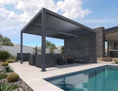 Miniatura 45 de PURPLE LEAF 94AS - Pérgola pequeña de aluminio compacto de 10 x 12 pies con techo rígido con listones ajustables para patio, cubierta de terraza