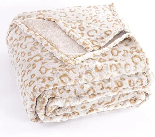 PLEASANT BOULEVARD | Manta de leopardo de forro polar, colcha de microfibra premium, ligera, cálida y acogedora, para sofá y cama (marrón, tamaño
