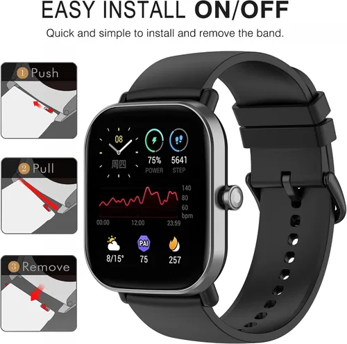 Miniatura 5 de QGHXO Banda para Amazfit Bip 3/Bip 3 Pro/Bip U Pro/Bip S lite/Bip/Bip Lite/Bip S/Bip U, banda de silicona suave de repuesto para Amazfit GTS 4/GTS 4