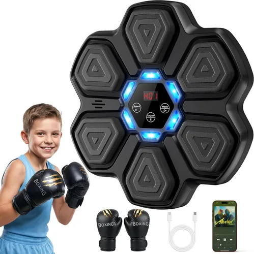 Miniatura 10 de TGLLM Music Boxing Machine, Interactive Punching Trainer with Boxing Gloves, Large Size Wall Mounted Electronic Boxing Target for Adult Kids, 9