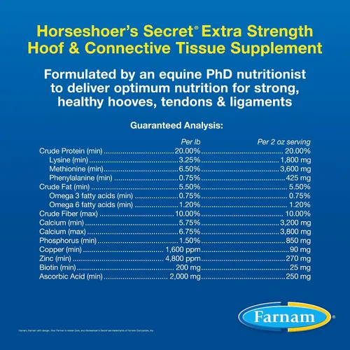 Miniatura 6 de Farnam Horseshoer's Secret Suplemento de biotina de pezuña y tejido conectivo extra fuerte con aminos para pezuñas fuertes y saludables, tendones