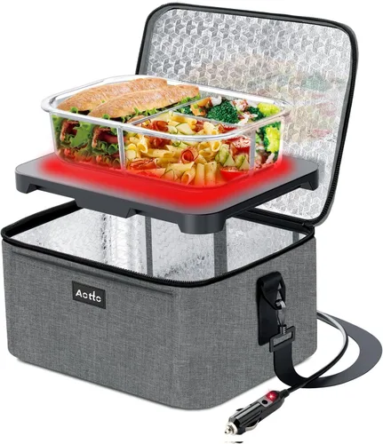 Miniatura 8 de Aotto Horno Portátil Fiambrera Eléctrica Calentador de Alimentos - 12V/24V 2 en 1 Calentador de Alimentos para Coche, Fiambrera Térmica para Azul