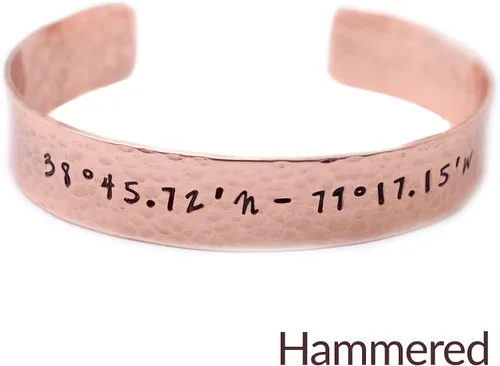 Miniatura 6 de Personalized Rustic Copper Cuff Bracelet, Custom Message, Unisex Christmas Present for Him Her