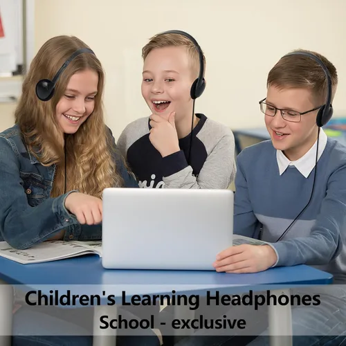 Miniatura 5 de Paquete de 20 auriculares USB C a granel para aula, escuela, niños, auriculares USB tipo C con cable para estudiantes y niños, compatible con Negro