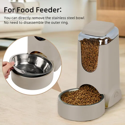Miniatura 5 de Paquete de 2 alimentadores automáticos para gatos y dispensador de agua de acero inoxidable, juego de bebedero para perros por gravedad, juego