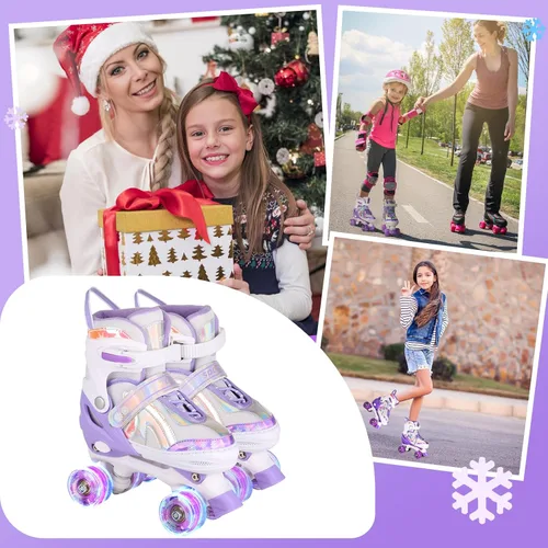 Miniatura 6 de Roller Skates for Girls Boys Kids Age 3-12 Years Old Adjustable 4 Sizes with Wheels Light up, Birthday Gift for Children Teens, Indoor Outdoor