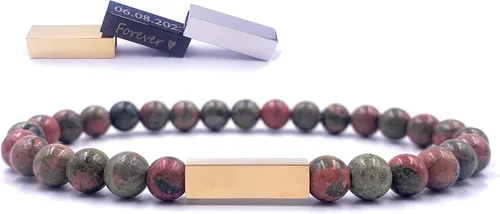 Miniatura 7 de Pulseras de cuentas personalizadas, Pulsera de piedras preciosas de 0.236 in, Pulsera grabada con láser, Pulsera de piedra natural, Pulseras unisex