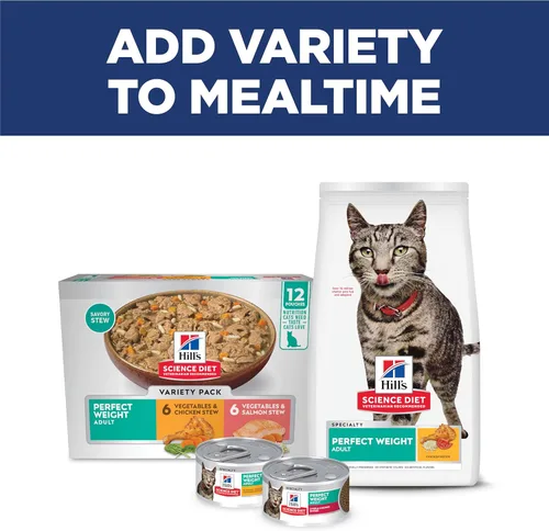 Miniatura 9 de Hill's Science Diet Peso perfecto, adulto 1-6, soporte para el control de peso, comida seca para gatos, receta de pollo, bolsa de 7 libras