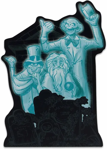 Miniatura 11 de Disney Haunted Mansion - Letrero de metal con texto en inglés «Beware of Hitchhiking Ghosts» – Decoración de pared de mansión embrujada espeluznante