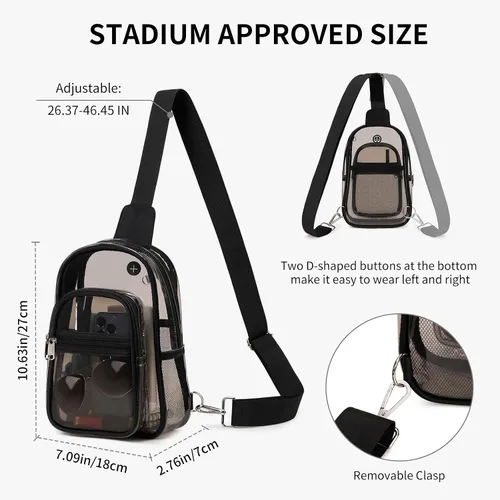Miniatura 2 de MOONBABY Bolsa transparente para eventos en estadios, mochila transparente para mujer, impermeable, de poliuretano termoplástico, riñonera cruzada