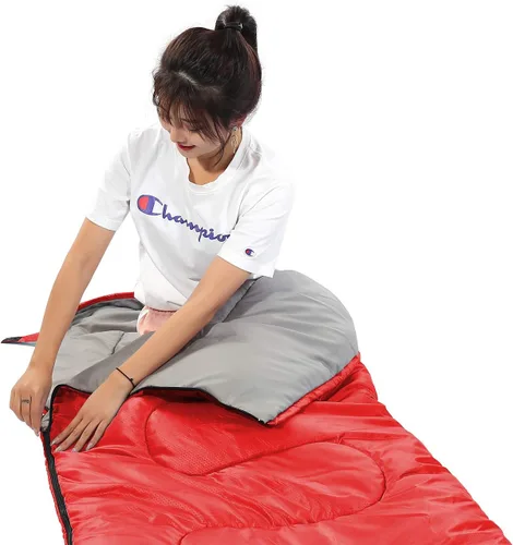 Miniatura 5 de SWTMERRY Saco de dormir para 3 estaciones (verano, primavera, otoño) clima cálido y fresco, ligero, impermeable, para uso en interiores y Rojo