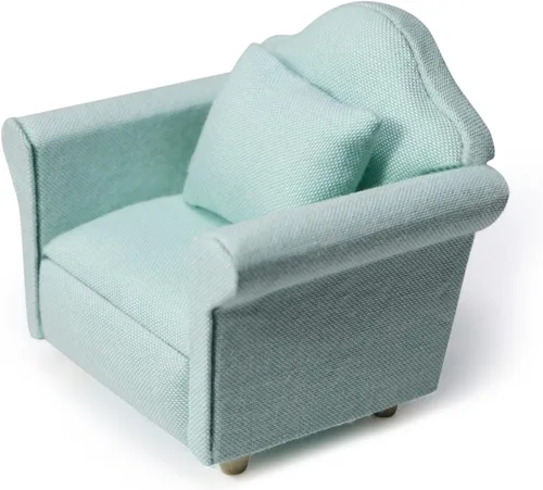 Miniatura 9 de Sofá de casa de muñecas, muebles en miniatura, sofá con almohadas para sala de estar, decoración de escritorio, sofá de tela, mini accesorios