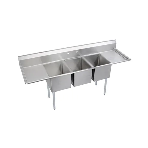 Miniatura 10 de Elkay Foodservice Fregadero de 3 compartimentos, 94 x 23.75 pulgadas OA, altura de trabajo de 36 pulgadas, cuenco de 18 x 18 pulgadas, 12 profundos
