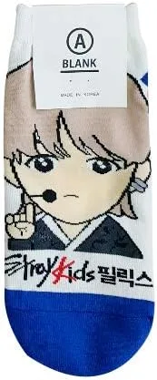 Miniatura 9 de Calcetines de personajes de dibujos animados Kpop StrayKids para mujer, fabricados en Corea, Blanco