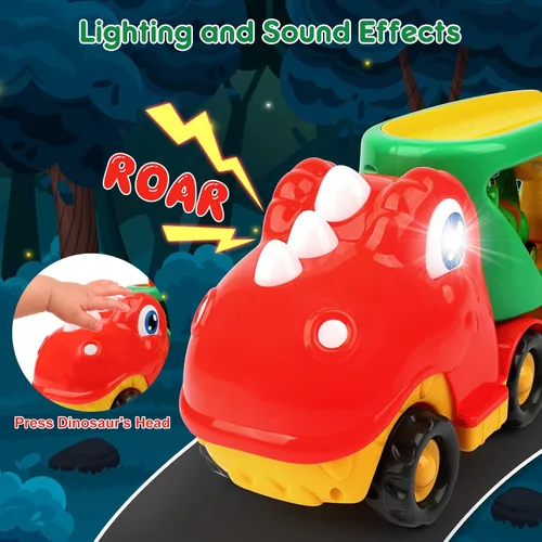 Miniatura 2 de Nicmore Juguetes para niños pequeños, camión de dinosaurios para niños: juguetes para niños de 2, 3, 4, 5 años, camión transportador de dinosaurios