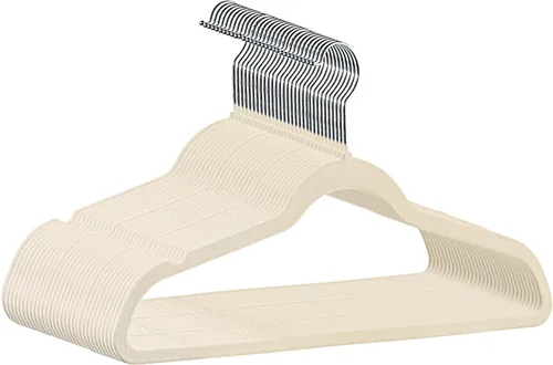 Miniatura 9 de Perchas de plástico, paquete de 20, perchas duraderas que ahorran espacio para uso diario y artículos esenciales para el dormitorio, color negro