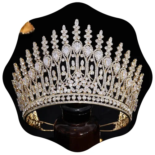 Miniatura 8 de Tiaras de Boda Plateadas Altas para Mujer, Coronas de Quinceañera de Zirconia Cúbica de Lujo para Mujer, Accesorios para el Cabello de CZ