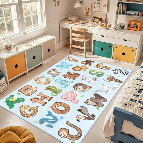 Miniatura 21 de Alfombras infantiles para sala de juegos, alfombra ABC de 2.5 x 4 pies para niños pequeños, alfombra de aprendizaje educativo, alfombra