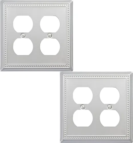 Miniatura 24 de OKAWYC Cubierta de Interruptor de Luz de Tomacorriente Dúplex Individual Belaire de Metal con Cuentas para Pared, Paquete de 4 Latón Antiguo 1 Gang