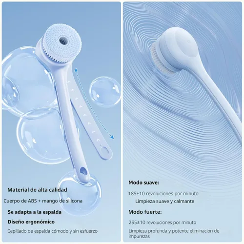 Miniatura 5 de Cepillo corporal eléctrico para la espalda, con esponja para la ducha, impermeable, mango largo doble, cepillo corporal con alimentación eléctrica